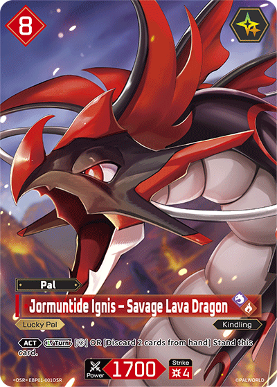 Jormuntide Ignis – Savage Lava Dragon EBP01-001OSR Palworld TCG card