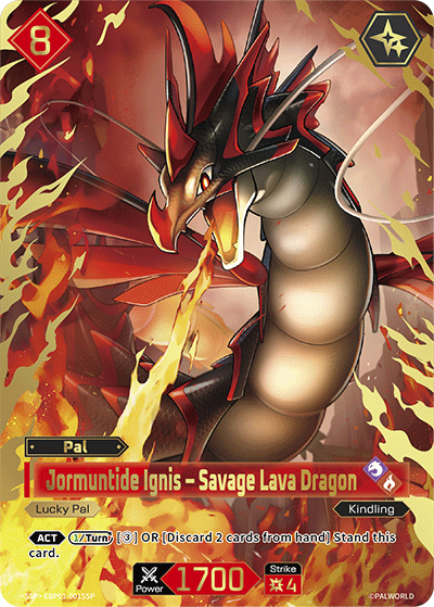 Jormuntide Ignis – Savage Lava Dragon EBP01-001SSP Palworld TCG card
