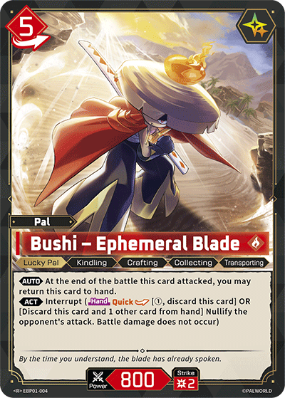 Bushi – Ephemeral Blade EBP01-004 Palworld TCG card