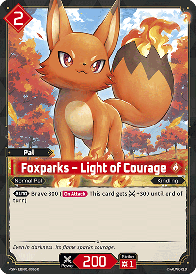 Foxparks – Light of Courage EBP01-006SR Palworld TCG card
