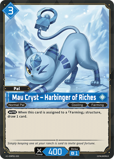 Mau Cryst – Harbinger of Riches EBP01-035 Palworld TCG card