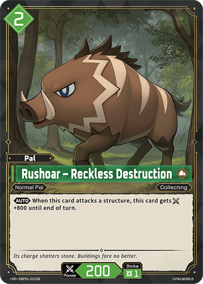 Rushoar – Reckless Destruction EBP01-052SR Palworld TCG card