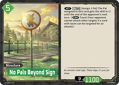 No Pals Beyond Sign EBP01-067 Palworld TCG card