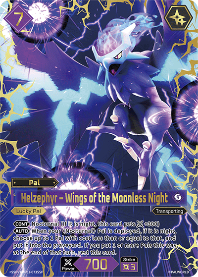 Helzephyr – Wings of the Moonless Night EBP01-073SSP Palworld TCG card