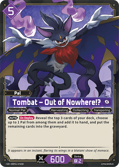 Tombat – Out of Nowhere!? EBP01-076SR Palworld TCG card