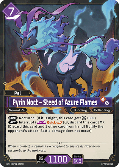 Pyrin Noct – Steed of Azure Flames EBP01-077SR Palworld TCG card