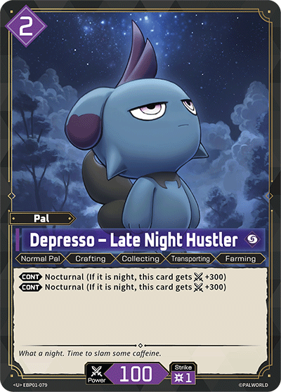 Depresso – Late Night Hustler EBP01-079 Palworld TCG card