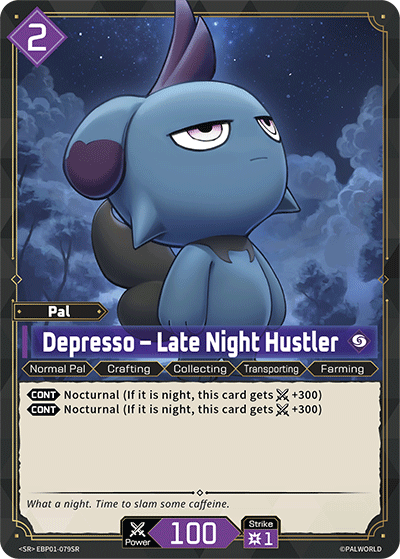 Depresso – Late Night Hustler EBP01-079SR Palworld TCG card
