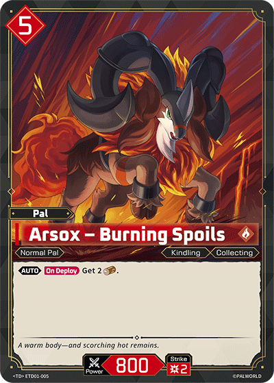 Arsox – Burning Spoils ETD01-005 Palworld TCG card