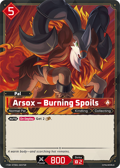 Arsox – Burning Spoils ETD01-005TSR Palworld TCG card