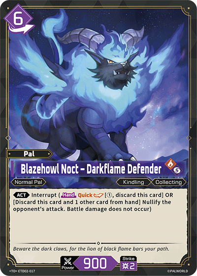 Blazehowl Noct – Darkflame Defender ETD02-017 Palworld TCG card
